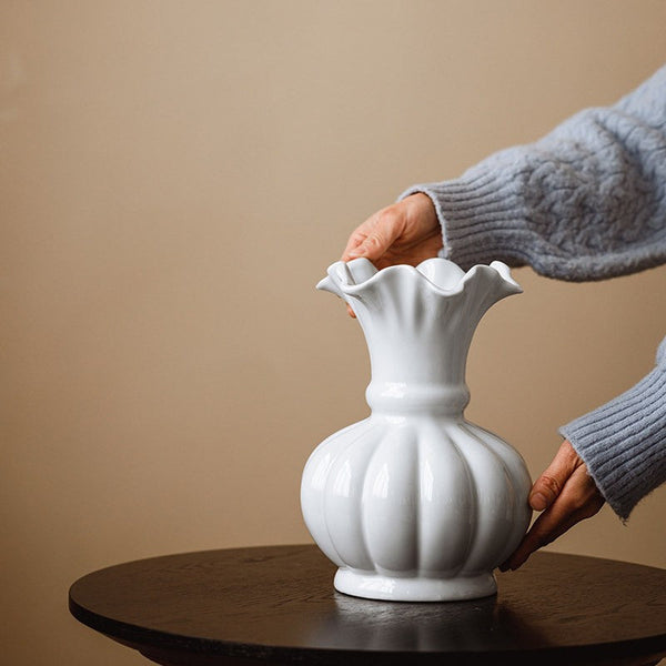 Handmade Water Holding Flower Vase, Ceramic Bud Vases, Small Flower Vases on Table, Rustic Porcelain Flower Vases-ArtWorkCrafts.com