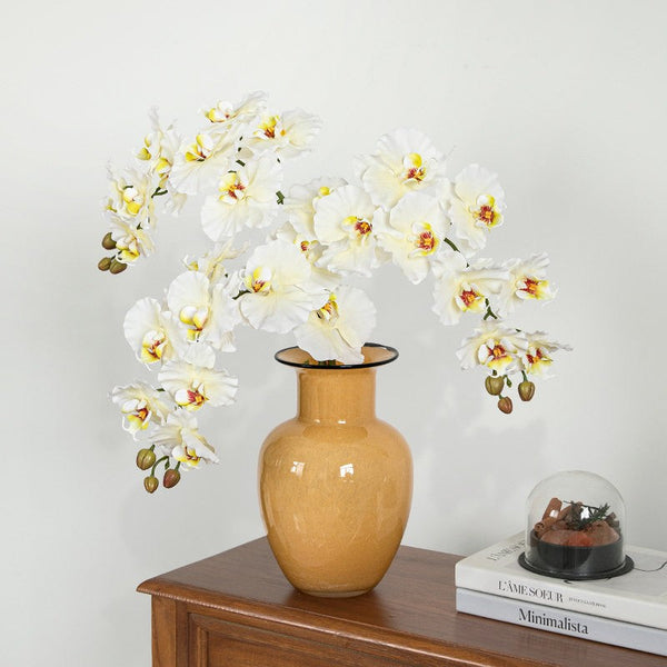 Contemporary Vases for Modern Home Decor, Handmade Liuli Vases, Color Glaze Vase, Yellow Glass Bud Vases, Centerpiece Vases on Table-ArtWorkCrafts.com