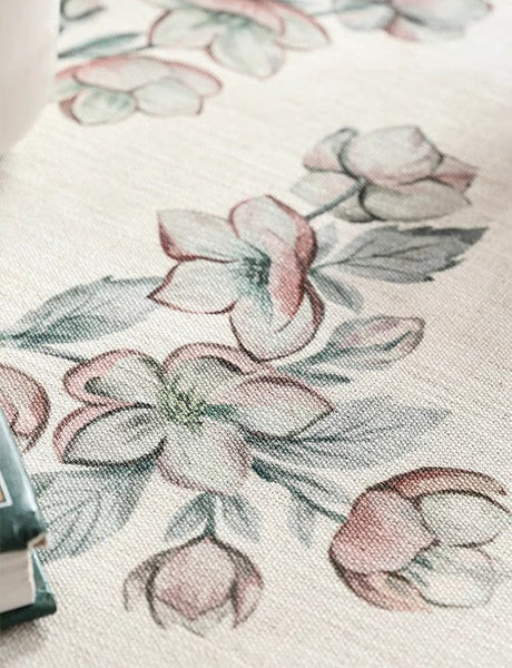 Extra Large Modern Tablecloth, Peach Blossom Table Cover, Rectangular Tablecloth for Dining Table, Square Linen Tablecloth for Coffee Table-ArtWorkCrafts.com