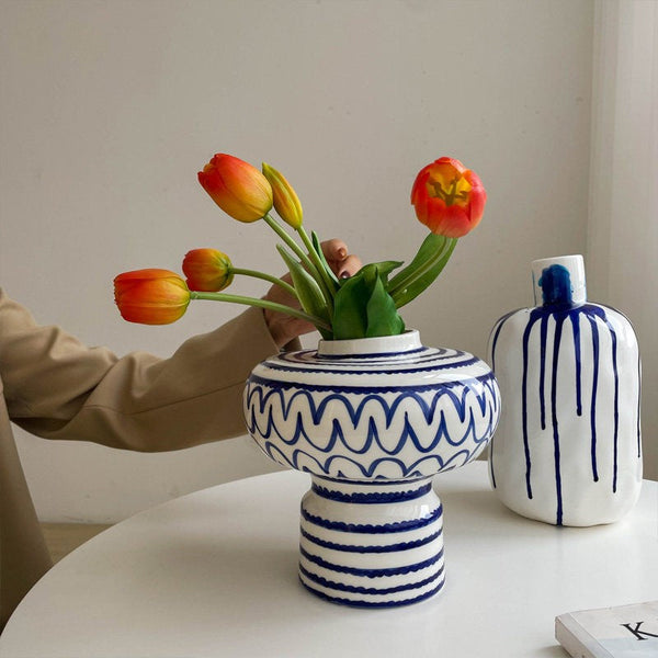 Handmade Water Holding Flower Vases, Modern Ceramic Flower Vases, Porcelain Bud Vases, Small Flower Vases on Table-ArtWorkCrafts.com