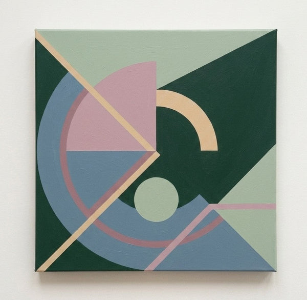Large Modern Contemporary Artwork, Green, Blue, Pink Color Geometric Abstract Paintings for Modernism Decor