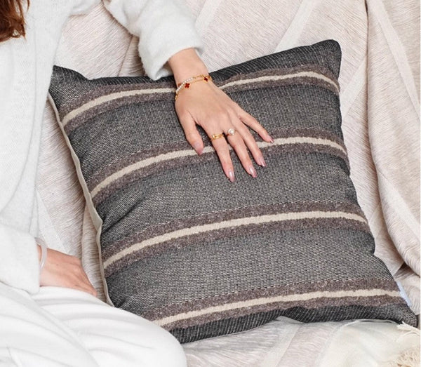 Contemporary Throw Pillow for Living Room, Large Abstract Throw Pillows for Couch, Modern Sofa Throw Pillows, Modern Square Pillows-ArtWorkCrafts.com