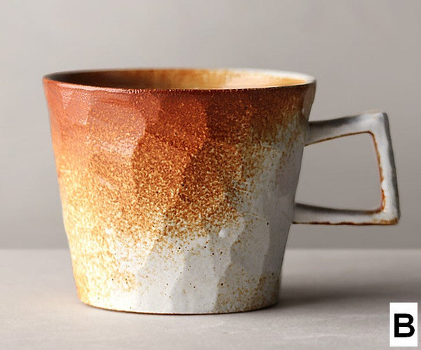 Modern Handmade Pottery Coffee Cup, Creative Brown White Black Blue Ceramic Coffee Mugs, Large Unique Tea Cup, Large Capacity Coffee Cups-ArtWorkCrafts.com