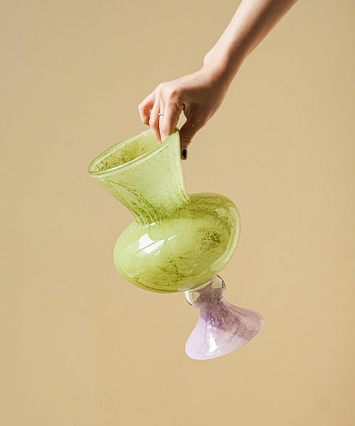 Modern Glass Vase for Flowers, Mid Century Glass Vases, Handmade Modern Vases for Living Room, Unique Decorative Glass Vase, Centerpiece Contemporary Vases on Table-ArtWorkCrafts.com