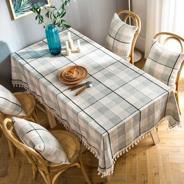 Rectangular Tablecloth for Oval Table, Cotton and Linen Tablecloths, Kitchen Rectangular Table Covers, Farmhouse Table Cloths for Dining Room-ArtWorkCrafts.com