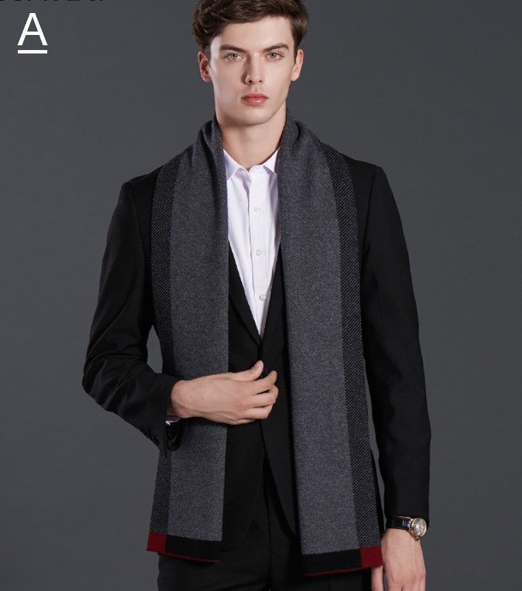 Fashion Scarf, Simple Business Formal Men Scarf Styles, Beige Thick Wool Scarf, Wool Scarf for Gentleman, Men's Winter Scarf, Casual Scarf Men, Men's Wool Scarf Winter