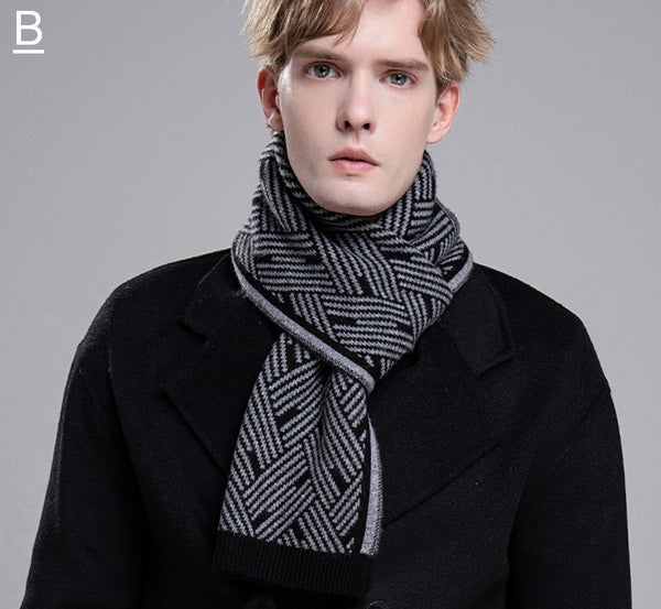 Gray Wool Scarf for Gentleman, Red Thick Wool Scarf, Business Formal Men Scarf Styles, Men's Winter Scarf, Casual Scarf Men, Men's Wool Scarf Winter, Fashion Scarf-ArtWorkCrafts.com