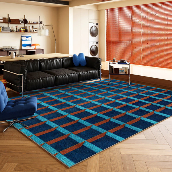 Bedroom Modern Floor Carpet, Blue Modern Rug Designs, Mid Century Modern Rugs, Contemporary Modern Rugs for Dining Room, Living Room Rug Ideas-ArtWorkCrafts.com