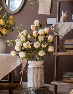 Creative Flower Arrangement Ideas for Home Decoration, Wedding Flowers, White Rose Flowers, Artificial Rose Floral for Dining Room Table, Bedroom Flower Arrangement Ideas, Botany Plants-ArtWorkCrafts.com