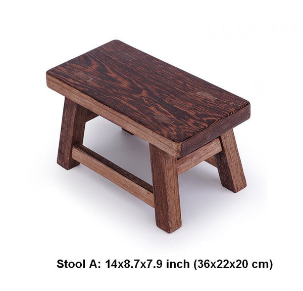 Shoe-changing Stool, Solid Wood low Stool, Wenge Wood Stool, Children's Wooden Stool, Sofa Stool, Dining Table Stool-ArtWorkCrafts.com