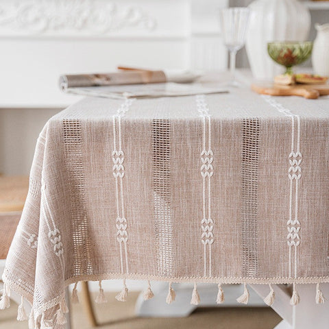 Large Modern Rectangular Table Cloth for Dining Room Table, Linen Square Tablecloth for Kitchen, Large Table Covers for Sale-ArtWorkCrafts.com