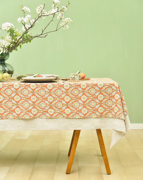 Modern Square Tablecloth, Bohemia Oriental Bilayer Tablecloths, Country Farmhouse Tablecloth for Round Table, Large Rectangle Table Covers for Dining Room Table, Rustic Table Cloths for Kitchen-ArtWorkCrafts.com
