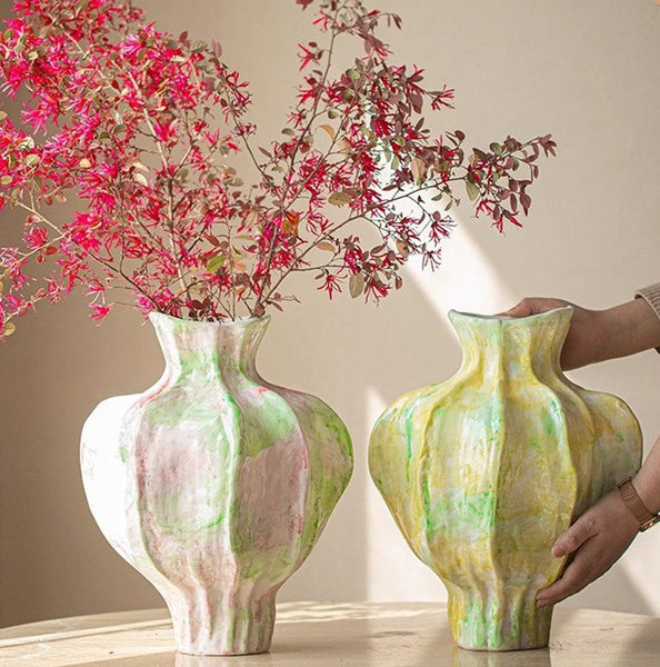 Centerpiece Ceramic Bouquet Vases, Handmade Modern Flower Vase, Large Contemporary Vases on Dining Table, Porcelain Vases for Modern Home Decor-ArtWorkCrafts.com