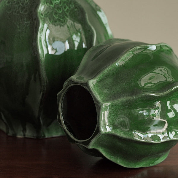 Large Contemporary Vases on Dining Table, Handmade Modern Flower Vase, Centerpiece Ceramic Bouquet Vases, Green Porcelain Vases for Modern Home Decor-ArtWorkCrafts.com