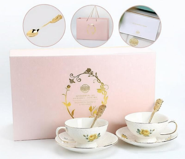 Tea Cup Set, Vintage Tea Cup Set, Modern Ceramic Cups, Ceramic Tea Cup with Saucer, European Tea Cup Set, Porcelain Tea Cups, Floral Tea Cup Set, Classic British Tea Cups, Elegant Tea Cup With Saucer-ArtWorkCrafts.com
