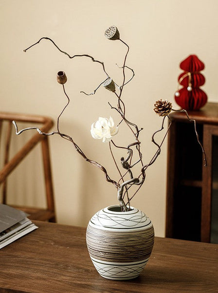 Centerpiece on Dining Table, Handmade Pottery Flower Vases Urn, Large Flower Vase on Table, Modern Bouquet Flower Vases, Water Holding Flower Vases-ArtWorkCrafts.com