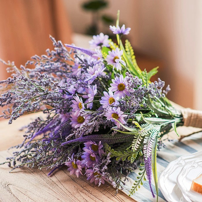 Myosotis Lovegrass, Daisy, Salvia, Beautiful Spring Flower Arrangement for Living Room, Ctreative Modern Artificial Floral for Home Decoration-ArtWorkCrafts.com