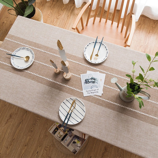 Rectangular Tablecloth for Oval Table, Kitchen Rectangular Table Covers, Modern Table Cloths for Dining Room, Farmhouse Cotton and Linen Tablecloths-ArtWorkCrafts.com
