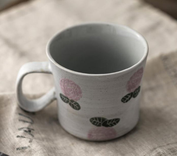 Handmade Pottery Coffee Cup, 10 oz Rose Ceramic Coffee Mug, Cappuccino Coffee Cup, Tea Cup-ArtWorkCrafts.com