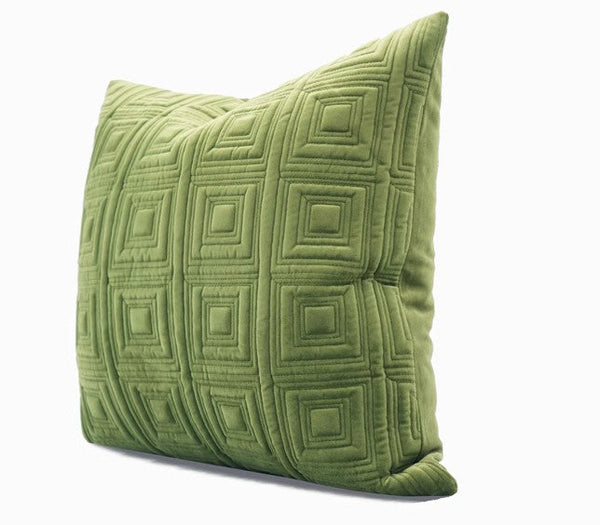 Large Square Modern Throw Pillows for Couch, Green Geometric Modern Sofa Pillows, Large Decorative Throw Pillows, Simple Throw Pillow for Interior Design-ArtWorkCrafts.com