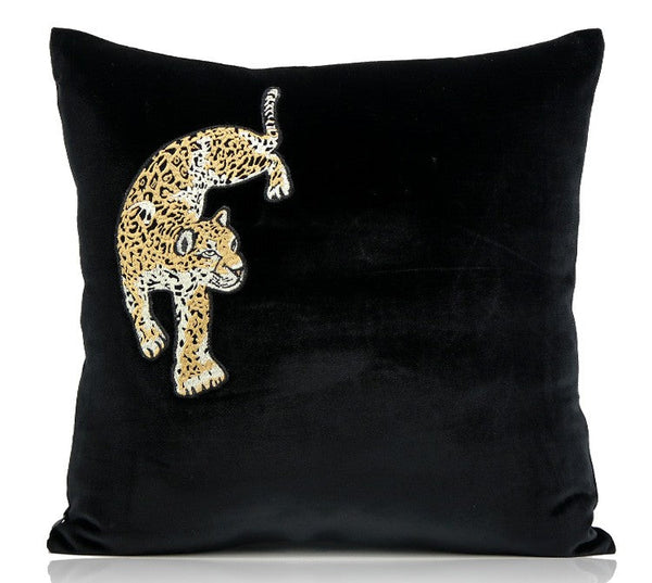 Contemporary Throw Pillows, Cheetah Decorative Throw Pillows, Modern Sofa Pillows, Black Decorative Pillows for Living Room-ArtWorkCrafts.com