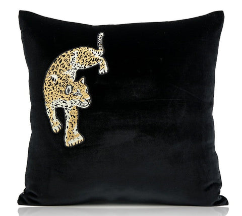 Contemporary Throw Pillows, Cheetah Decorative Throw Pillows, Modern Sofa Pillows, Black Decorative Pillows for Living Room-ArtWorkCrafts.com