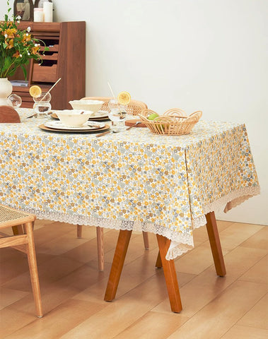 Dining Room Flower Table Cloths, Cotton Rectangular Table Covers for Kitchen, Farmhouse Table Cloth, Wedding Tablecloth, Square Tablecloth for Round Table-ArtWorkCrafts.com