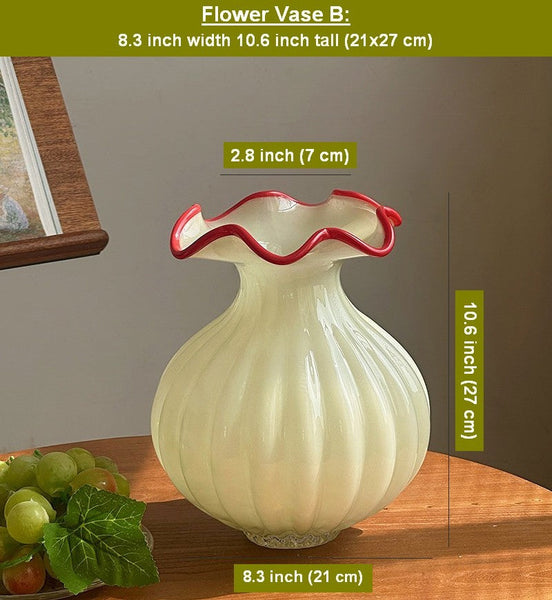 French Vintage Glass Flower Vases, Glass Bud Vases, Flower Vases on Table, Handmade Water Holding Flower Vases-ArtWorkCrafts.com