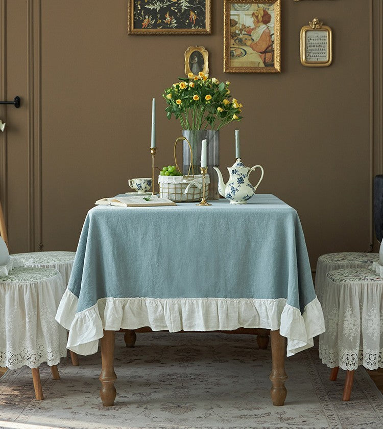 Long Rectangle Tablecloth for Dining Room Table, Blue Modern Table Cloth, Extra Large Tablecloth for Home Decoration, Square Tablecloth for Round Table-ArtWorkCrafts.com