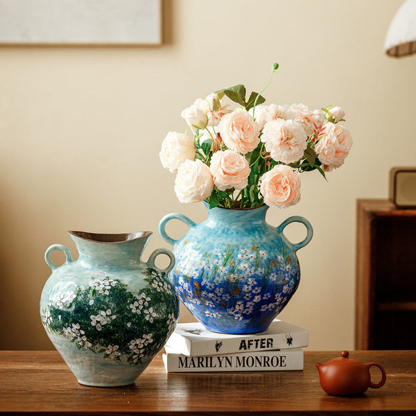 Large Flower Vases on Table, Modern Pottery Flower Vases, Centerpiece on Dining Table, Handmade Water Holding Flower Vases, Pottery Bud Vases-ArtWorkCrafts.com