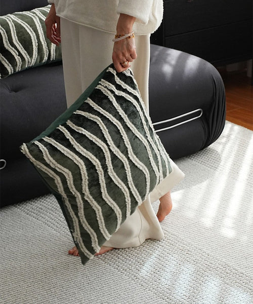 Large Simple Throw Pillow for Bedroom, Contemporary Pillows, Abstract Decorative Throw Pillows, Green Square Modern Throw Pillows for Couch-ArtWorkCrafts.com