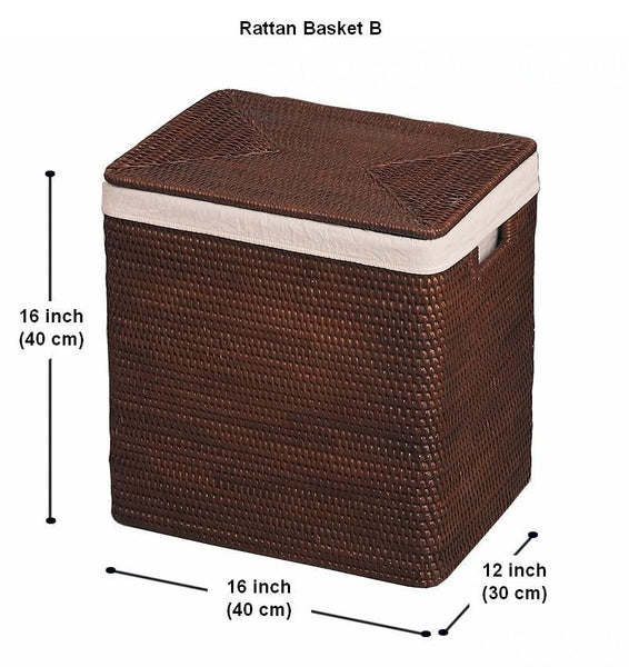 Large Storage Baskets for Bathroom, Rectangular Storage Baskets, Rattan Storage Baskets, Laundry Storage Baskets, Storage Baskets for Clothes-ArtWorkCrafts.com