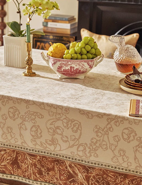 Flower Farmhouse Table Covers, Square Tablecloth for Round Table, Extra Large Modern Rectangular Tablecloth for Dining Room Table, Mid Century Tablecloth for Living Room-ArtWorkCrafts.com