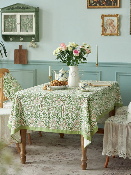 Large Rectangle Tablecloth for Dining Room Table, Square Tablecloth for Round Table, Farmhouse Table Cloth, Flower Pattern Tablecloth-ArtWorkCrafts.com