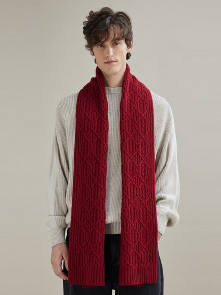 Business Wool Scarf for Gentleman, Casual Scarf Men, Men's Wool Scarf Winter, Thick Wool Scarf, Men's Winter Scarf, Formal Men Scarf Styles, Red Fashion Scarf-ArtWorkCrafts.com