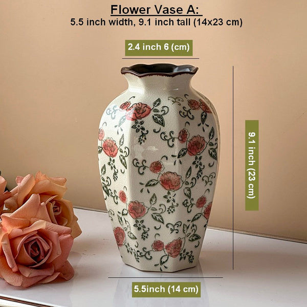 Ceramic Bouquet Vases, Tall Flower Vases on Table, Rustic Porcelain Flower Vases, Handmade Water Holding Flower Vases-ArtWorkCrafts.com