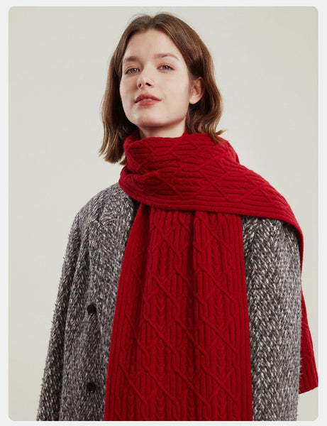 Cold Weather Scarf, Casual Scarf for Women, Fashion Designer Scarf, Red Winter Scarf, Modern Wool Scarf for Women, Soft Cashmere Scarf for Women-ArtWorkCrafts.com