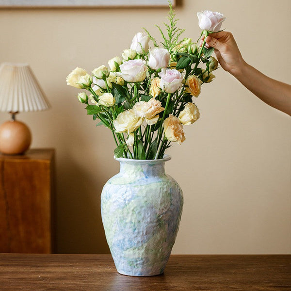Centerpiece on Dining Table, Modern Porcelain Flower Vases, Handmade Water Holding Flower Vases, Ceramic Bouquet Vases, Flower Vases on Table-ArtWorkCrafts.com