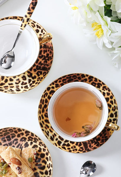 Modern Ceramic Cups, 7.8 oz Porcelain Tea Cup Saucer Set, Elegant Ceramic Coffee Cups, Unique Tea Cup and Saucer in Gift Box-ArtWorkCrafts.com