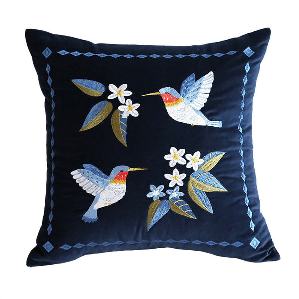 Large Modern Throw Pillows, Decorative Pillow Arrangement Ideas for Couch, Vintage Decorative Pillows, Embroidered Birds Cushion, Decorative Pillows for Couch-ArtWorkCrafts.com