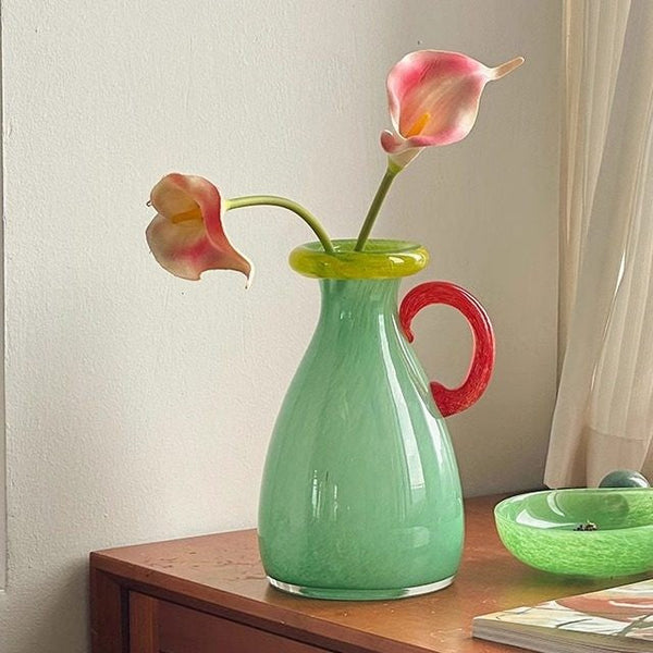 Small Flower Vase, Modern Glass Flower Vases, Handmade Glass Bud Vases, Water Holding Flower Vases, Flower Vases on Table-ArtWorkCrafts.com