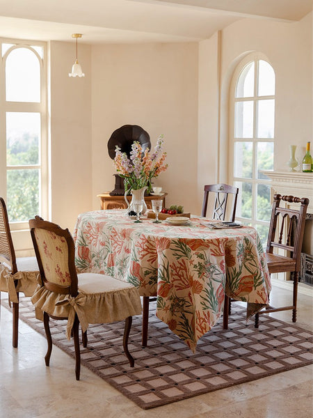 Modern Rectangle Tablecloth for Dining Room Table, Sea Shell Pattern Tablecloth, Square Tablecloth, Farmhouse Table Cloth, Wedding Tablecloth-ArtWorkCrafts.com