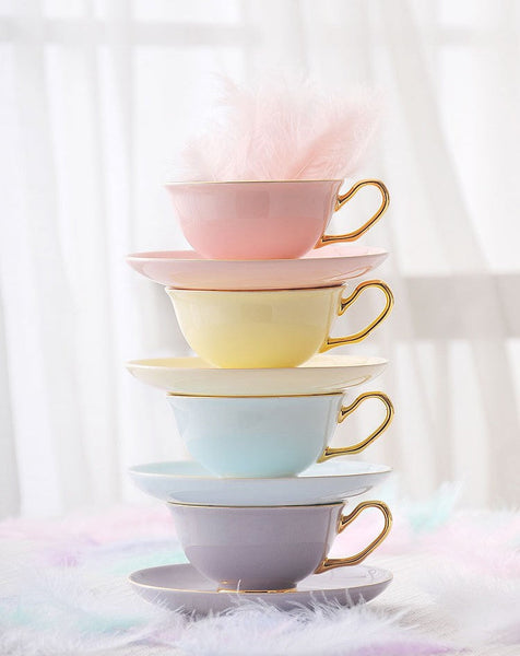 Royal Bone China Porcelain Tea Cup Set, Elegant Flower Pattern Ceramic Coffee Cups, Beautiful British Tea Cups, Unique Afternoon Tea Cups and Saucers in Gift Box-ArtWorkCrafts.com