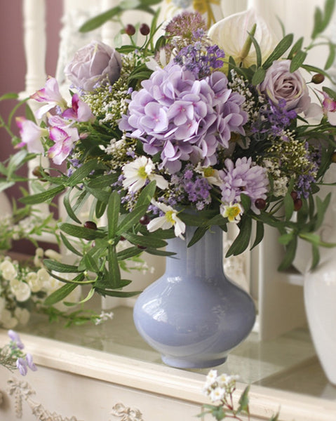 Beautiful Spring Flower Arrangement for Home Decoration, Table Centerpiece, Large Bunch of Purple Romantic Flowers, Real Touch Artificial Floral for Living Room-ArtWorkCrafts.com