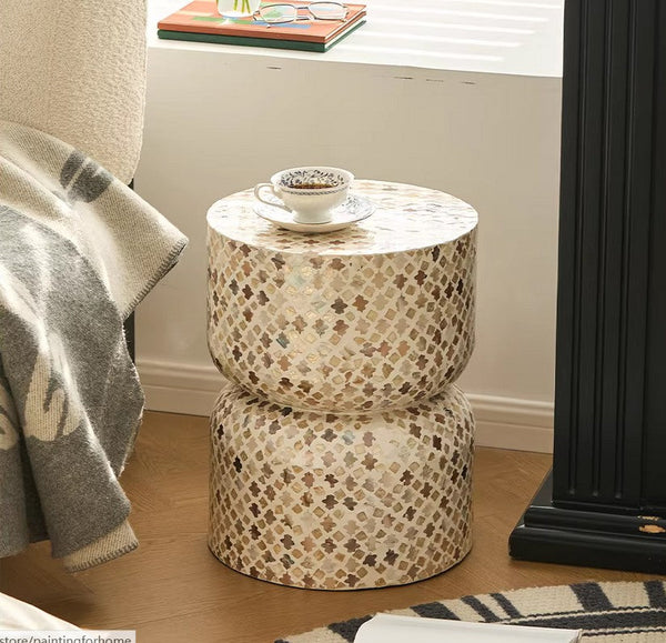 Modern Side Table, Contemporary Bedside Table, Bedside Small Side Table, Elegant Small End Table, Creative Coffee Table, Contemporary Side Table, Portable Casual Side Table, Shell Small Sofa Side Table-ArtWorkCrafts.com