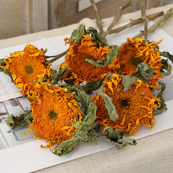 Natural Decorations, A Bunch of Sunflowers, Flower Arrangement, Handmade Artificial Flowers for Home Decor, Natural Dried Sunflower Stems-ArtWorkCrafts.com