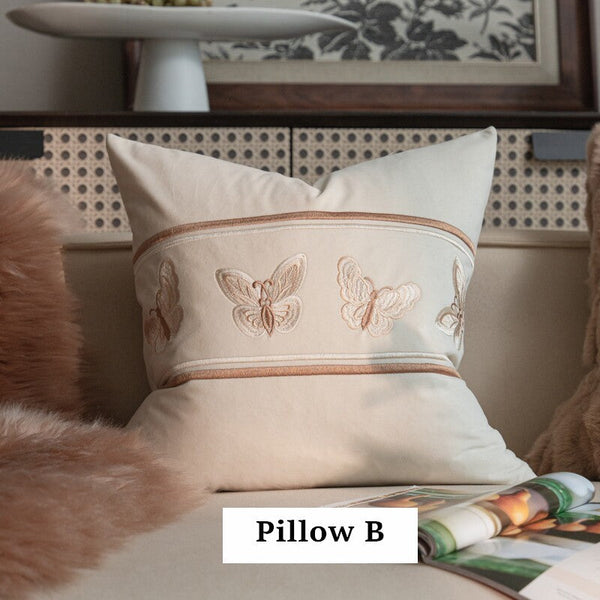 Embroidered Butterfly Pillow Covers, Modern Decorative Pillows for Bedroom, Decorative Pillow Arrangement Ideas for Couch, Large Decorative Throw Pillows for Living Room-ArtWorkCrafts.com