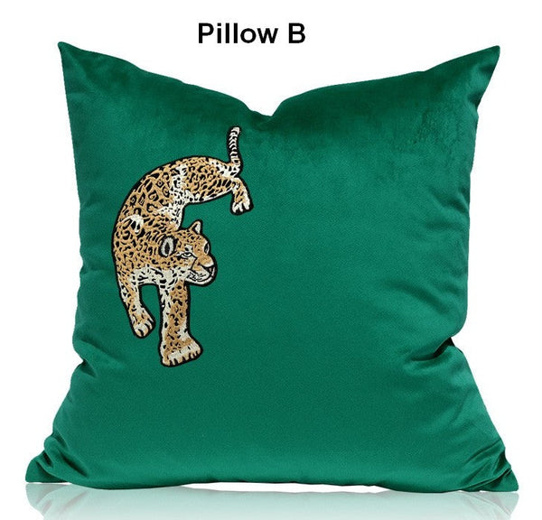 Modern Sofa Pillows, Green Decorative Pillows for Living Room, Contemporary Throw Pillows, Cheetah Decorative Cushion-ArtWorkCrafts.com