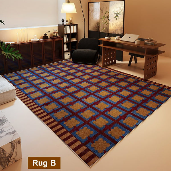 Living Room Colorful Modern Rugs, Geometric Modern Rugs for Dining Room, Mid Century Modern Rugs, Contemporary Abstract Rugs under Coffee Table-ArtWorkCrafts.com
