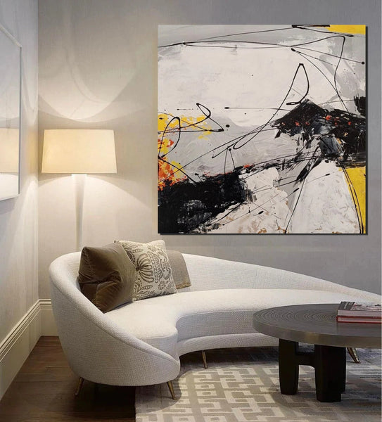 Extra Large Abstract Paintings on Canvas, Hand Painted Abstract Painting, Bedroom Wall Art Ideas, Simple Painting Ideas for Bedroom-ArtWorkCrafts.com